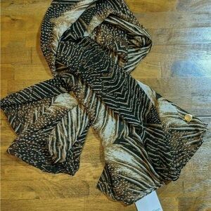 Calvin Klein Zebra Print Scarf in Black and Brown